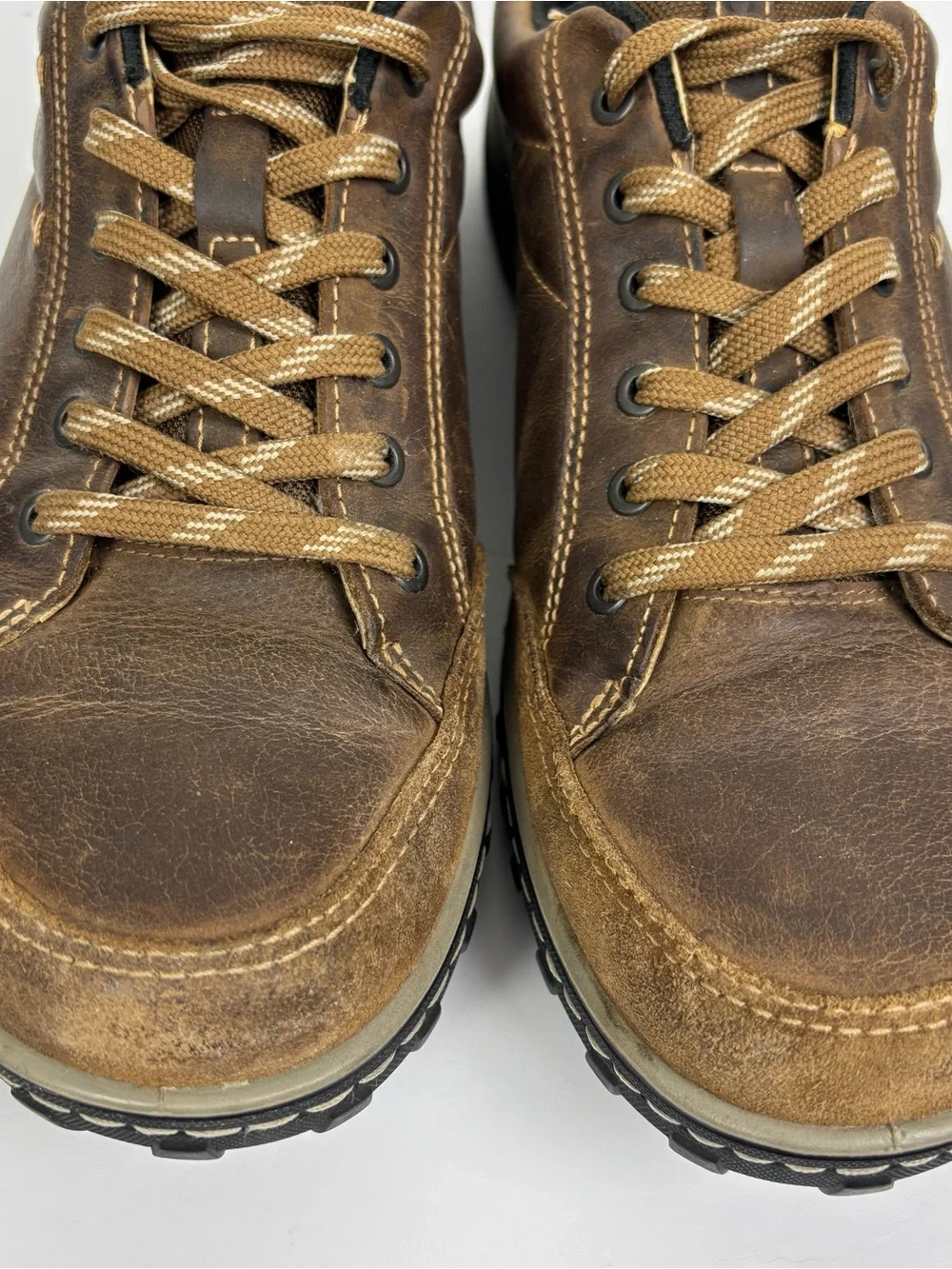 Ecco Receptor Technology Mens 13 (47) Brown Leather Hiking Shoes Sneakers